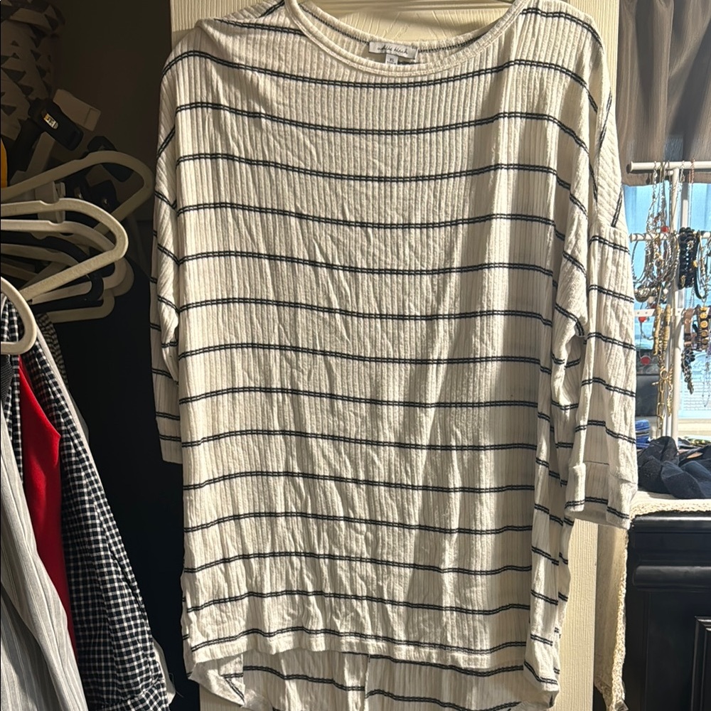 Striped Long Sleeve Top-White Birch